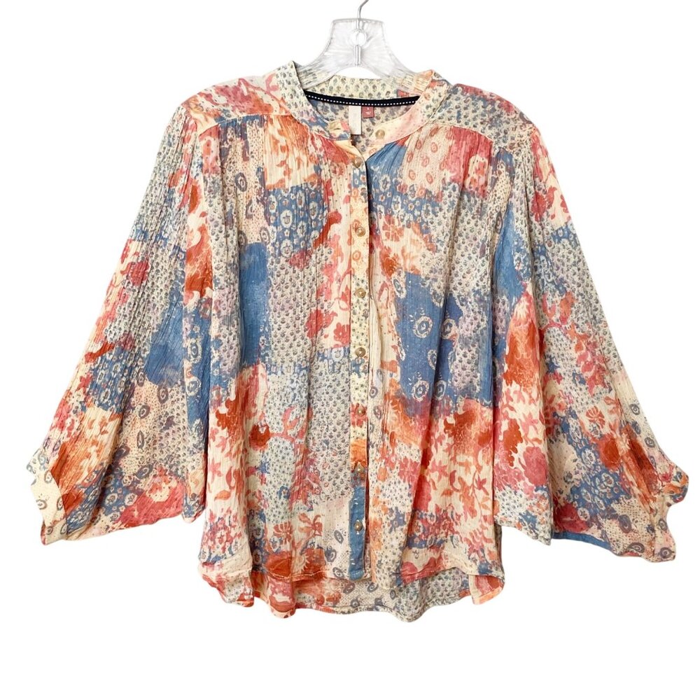 Anthropologie Pilcro Sidney Batwing Blouse Size S Patchwork Pattern